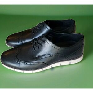 Jousen Milan Mens Sz 13M Black Leather Casual Wing Tip Oxford Dress Shoes‎ EUC!